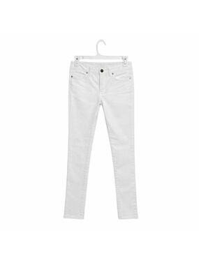 Tory Burch White Super Skinny Low Rise Stretch Jeans Gold Logo Size 25